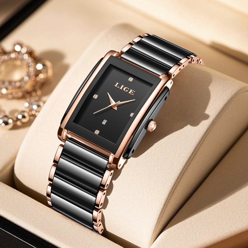 Luxury Ceramic Watch - LIGE Fashion Elegant Women's Watches Full