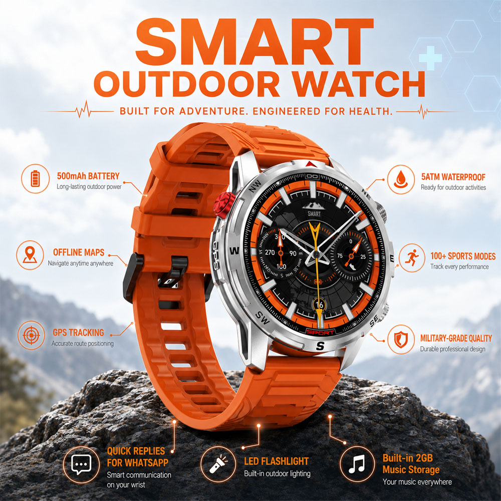Smartwatch Military Watches For Men - New Military 5ATM Waterproof Smart Watch
