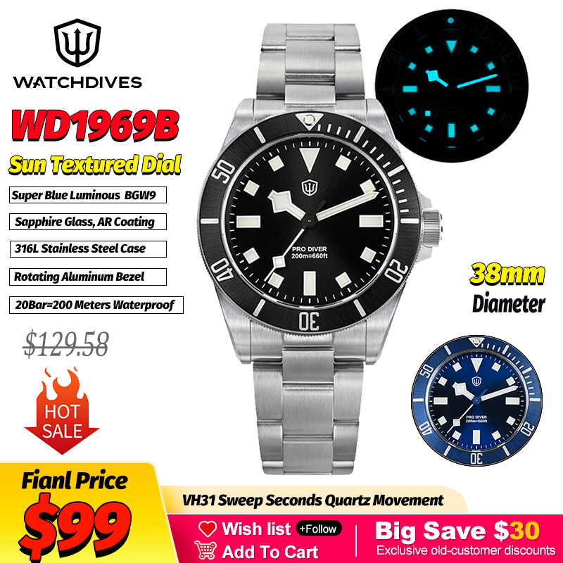 Smartwatch Luxury Watches - Watchdives WD1969 Sun Textured Fashion Quartz