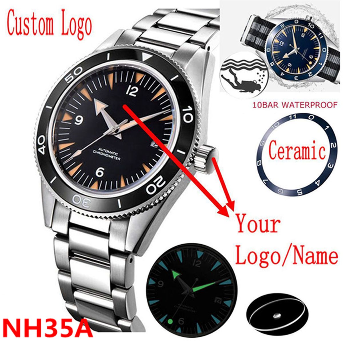 Custom Logo NH35 Movement Watc - Luxury Ceramic Watch recension och pris