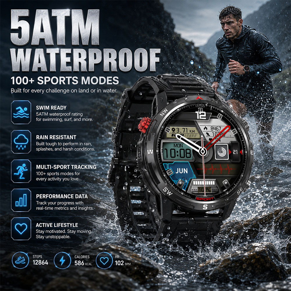 New Military 5ATM Waterproof S - Smartwatch Military Watches For Men recension och pris