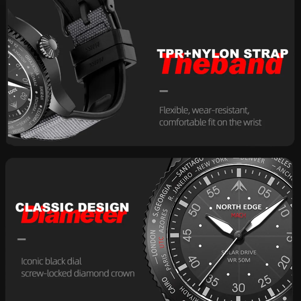 NORTH EDGE MACH Solar Power Pi - Solar Powered Watch recension och pris