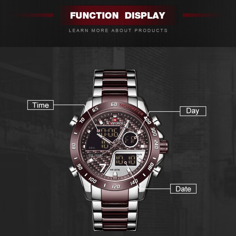 NAVIFORCE Men‘s New Analog Dig - Analog Quartz Watch recension och pris