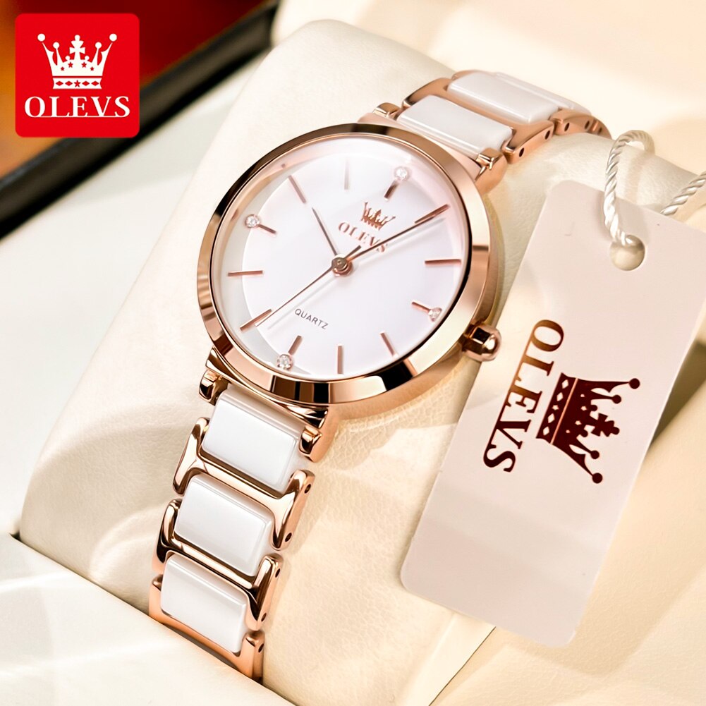 OLEVS Fashion Women Watches Re - Luxury Ceramic Watch recension och pris