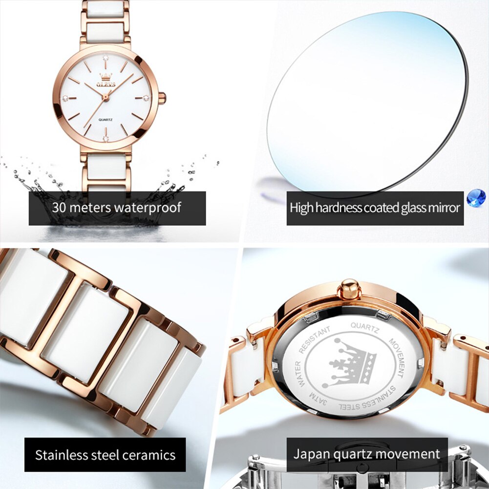 OLEVS Fashion Women Watches Re - Luxury Ceramic Watch recension och pris